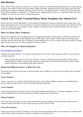 Unlock Your Sound: Essential House Music Templates for Ableton Live