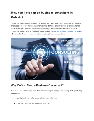 How can I get a good business consultant in Kolkata