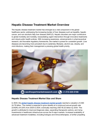 Hepatic Disease Treatment Market Size, Share, and Growth Forecast – 2034