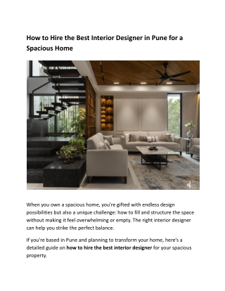 How to Hire the Best Interior Designer in Pune for a Spacious Home