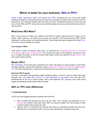 PPC Vs SEO