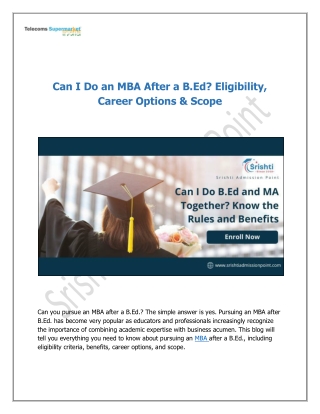 Can I Do an MBA After a B.Ed? Eligibility, Career Options & Scope