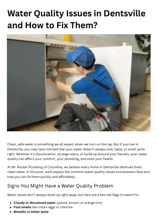 water quality issues in dentsville