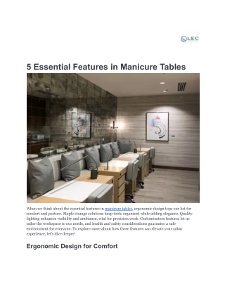 5 essential features in manicure tables