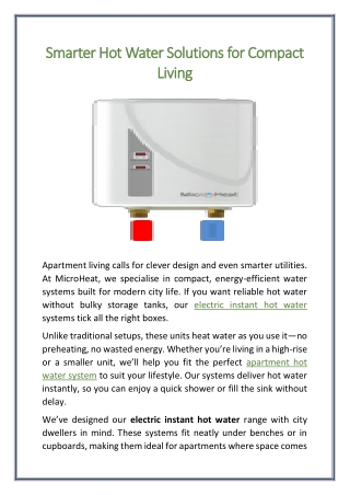 Smarter Hot Water Solutions for Compact Living