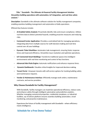 Dunebells – The All-in-One AI Facility Management Platform