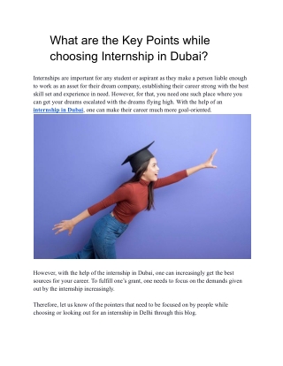 what are the key points while choosing internship