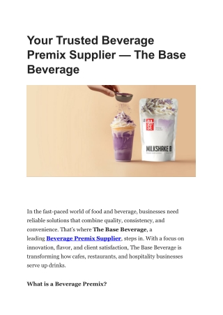TheBaseBev: Trusted Beverage Premix Supplier for Your Business