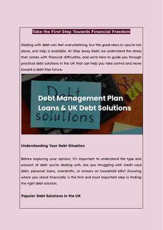 Take the First Step Towards Financial Freedom