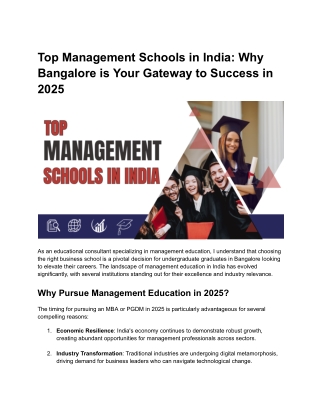 Top Management Schools in India