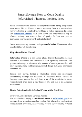 Smart Savings_ How to Get a Quality Refurbished iPhone at the Best Price