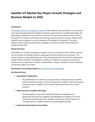 Satellite IoT Market Key Players Growth Strategies and Business Models to 2033