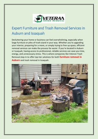 Expert Furniture and Trash Removal Services in Auburn and Issaquah