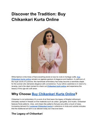 Discover the Tradition_ Buy  Chikankari Kurta Online