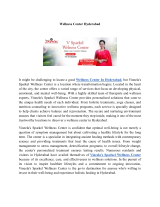 Wellness Center Hyderabad | Vineela’s Sparkel Wellness Center
