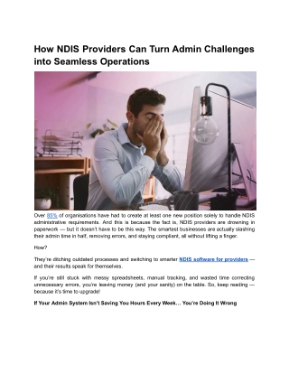 How NDIS Providers Can Turn Admin Challenges into Seamless Operations