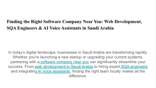 Finding the Right Software Company Near You_ Web Development, SQA Engineers & AI Voice Assistants in Saudi Arabia