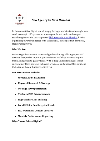 Seo Agency In Navi Mumbai
