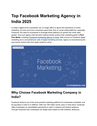 Best Facebook Marketing Agency in India for ROI-Driven Results