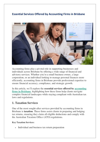 Essential Services Offered by Accounting Firms in Brisbane