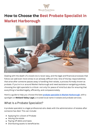 How to Choose the Best Probate Specialist in Market Harborough