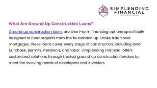 Unlocking Opportunities with Ground Up Construction Loans