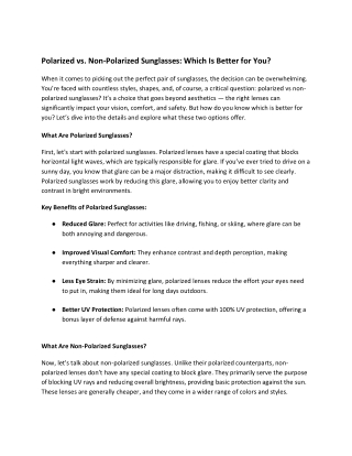 Polarized vs. Non-Polarized Sunglasses_ Which Is Better for You_