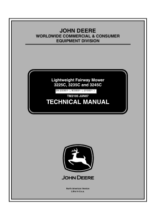 John Deere 3225C Lightweight Fairway Mower Service Repair Manual Instant Download (tm2105)