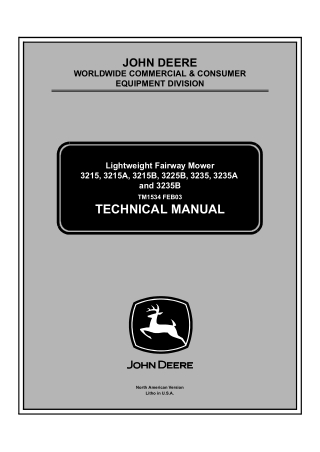 John Deere 3235A Lightweight Fairway Mower Service Repair Manual Instant Download (tm1534)