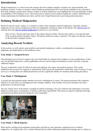 A Closer Look at Recent Medical Malpractice Verdicts
