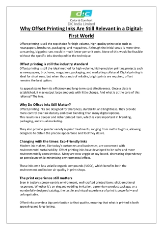 why offset printing inks are still relevant