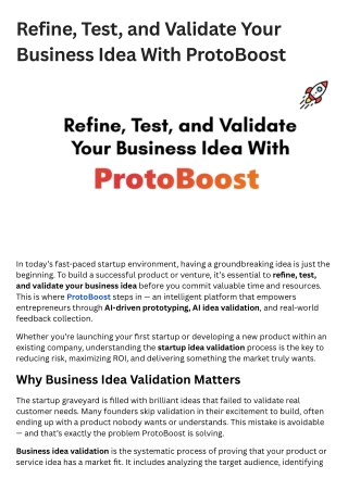 Refine, Test, and Validate Your Business Idea With ProtoBoost