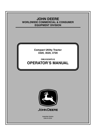 John Deere 3520 Compcat Utility Tractor Operator’s Manual Instant Download (PIN710001- 740001-) (Publication No.23878)