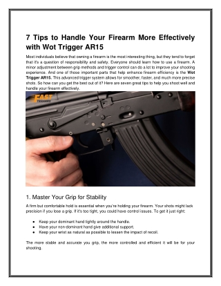7 tips to handle your firearm more effectively