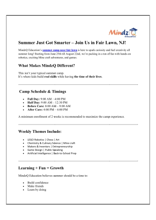 Summer Just Got Smarter – Join Us in Fair Lawn, NJ!