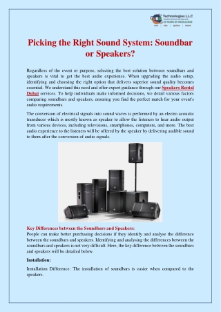 Picking the Right Sound System Between Soundbar or Speakers