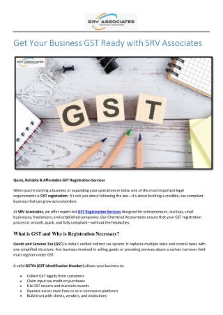Get GST Registered Today with SRV Associates