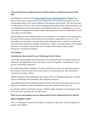 Intracranial Pressure Monitoring Devices Market