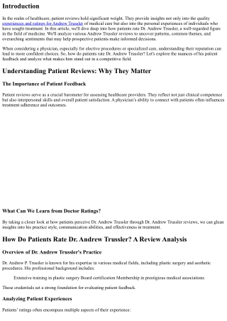 How Do Patients Rate Dr. Andrew Trussler? A Review Analysis