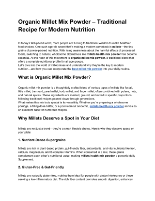 Organic Millet Mix Powder – Traditional Recipe for Modern Nutrition