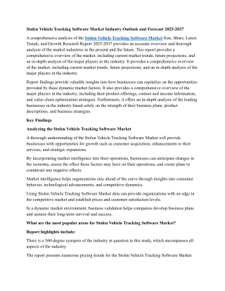 Stolen Vehicle Tracking Software Market
