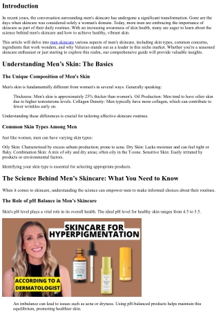 The Science Behind Men’s Skincare: What You Need to Know