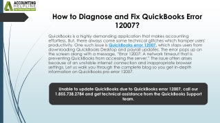Easy Solutions to Fix QuickBooks Error 12007 in Minutes