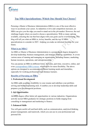 Top MBA Specializations: Which One Should You Choose?