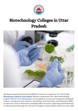 Biotechnology Colleges in Uttar Pradesh