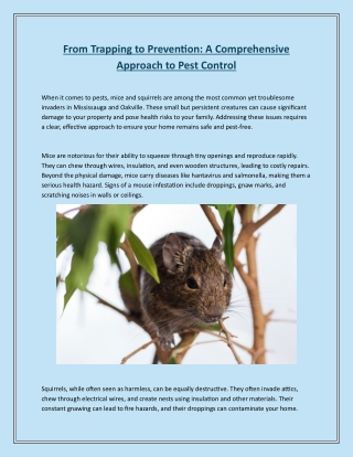 from trapping to prevention a comprehensive