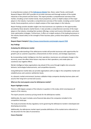 Deferiprone Market : Upcoming Opportunities with SWOT Analysis By 2037