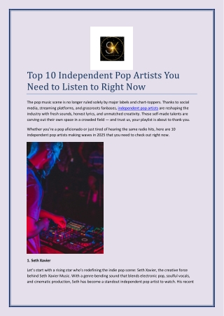 Top 10 Independent Pop Artists You Need to Listen to Right Now