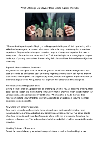 what offerings do stayner real estate agents
