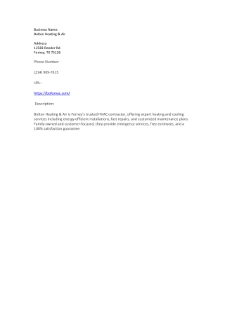 business name bolton heating air address 12583